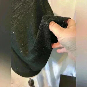 Matty M Women’s SZ L Black Sweater Sequin Accents. Short Sleeve. Seam Accents.